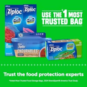 Ziploc Sandwich and Snack Bags with EasyGuide Texture, Plastic Storage Bags with Grip ‘n Seal Technology, 90 Bags Total