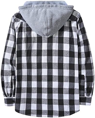 JACKETOWN Hooded Flannel Shirt for Men Plaid Shirts Long Sleeve Flannel Jacket Button-Down Shirt Jacket with Hood - Image 3