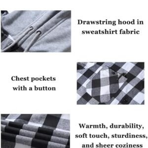 JACKETOWN Hooded Flannel Shirt for Men Plaid Shirts Long Sleeve Flannel Jacket Button-Down Shirt Jacket with Hood